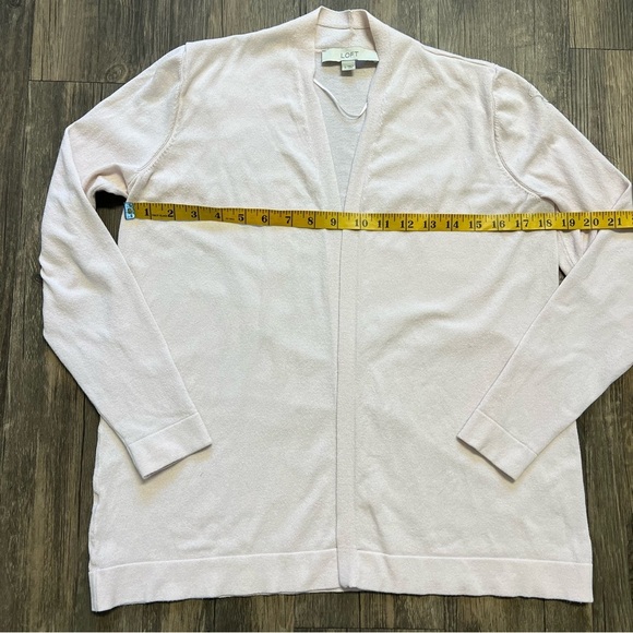 LOFT Open Front Long Sleeves Short Lightweight Knit Cardigan Soft Pink Casual S - Picture 10 of 10